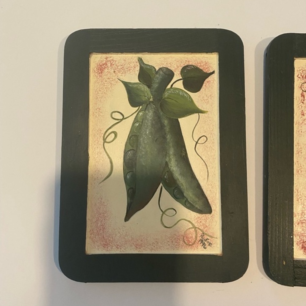 HAND PAINTED FRUIT & VEGETABLE TRIO HUNTER GREEN FRAMES WITH HANGER CLIP - Picture 11 of 11
